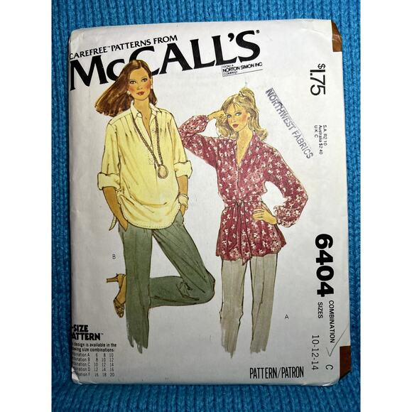 McCals 6404 sewing pattern tunic top pullover size 10 12 14 - Picture 1 of 6